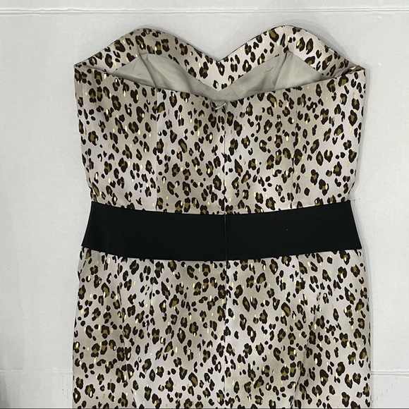 Reiss Leopard Cheetah Strapless Dress Wrap Black Waist Band  size 4 - Picture 8 of 12